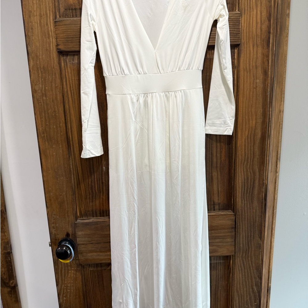 Cupshe Cream Long Sleeve Maxi Dress